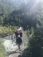 One of the long suspension bridges over the River